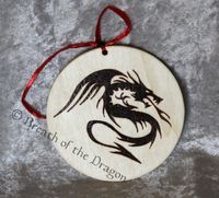 round tribal dragon ornament, pyrography by Sunfire