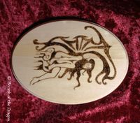 Perched Fairy plaque, pyrography by Sunfire