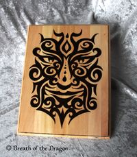 Tribal Greenman plaque, pyrography by Sunfire