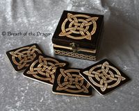 box set of coasters featuring celtic design, pyrography by Sunfire